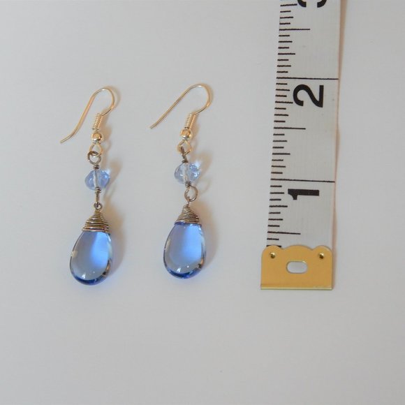 Sterling Silver Crystal Water Drop Earrings - Picture 4 of 4